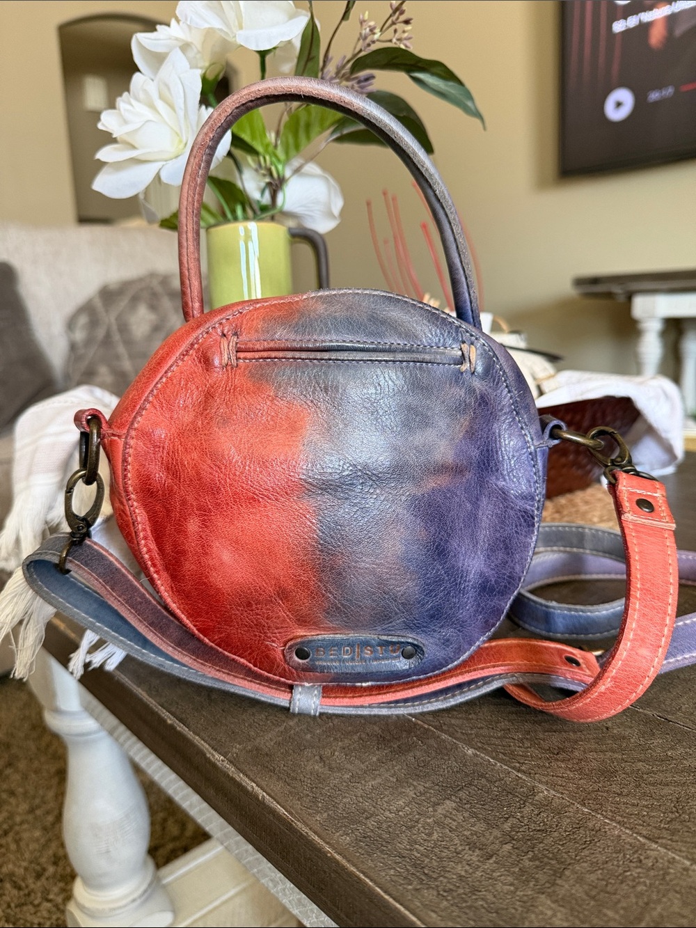 Bed Stu Cotton Candy Tie Dye Leather Arenfield crossbody bag - Picture 2 of 12
